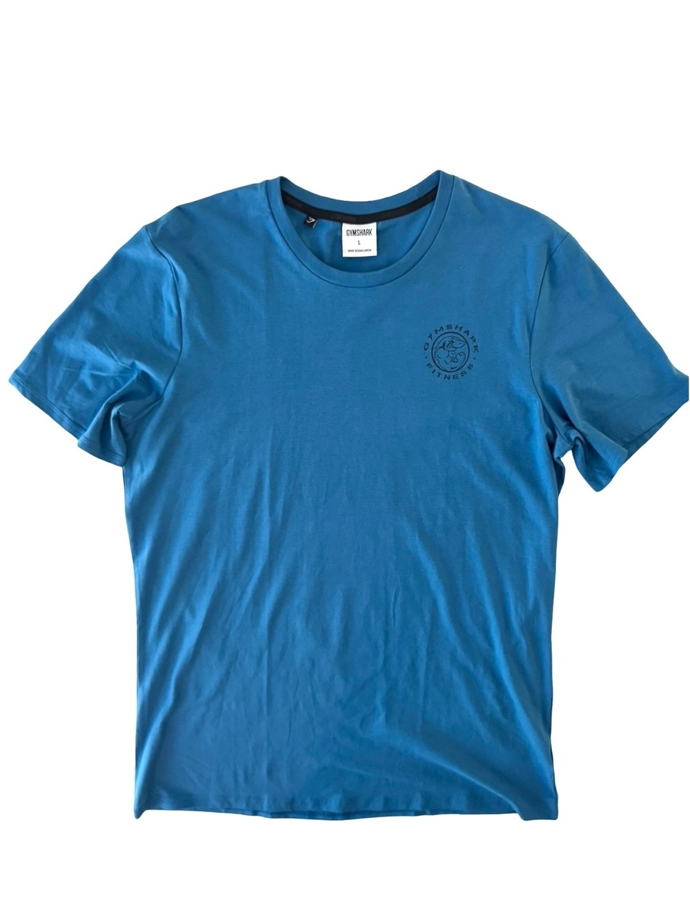 Gymshark Men’s Blue Shark Graphic Tee Large Bodybuilding Short Sleeve Gym Shirt
